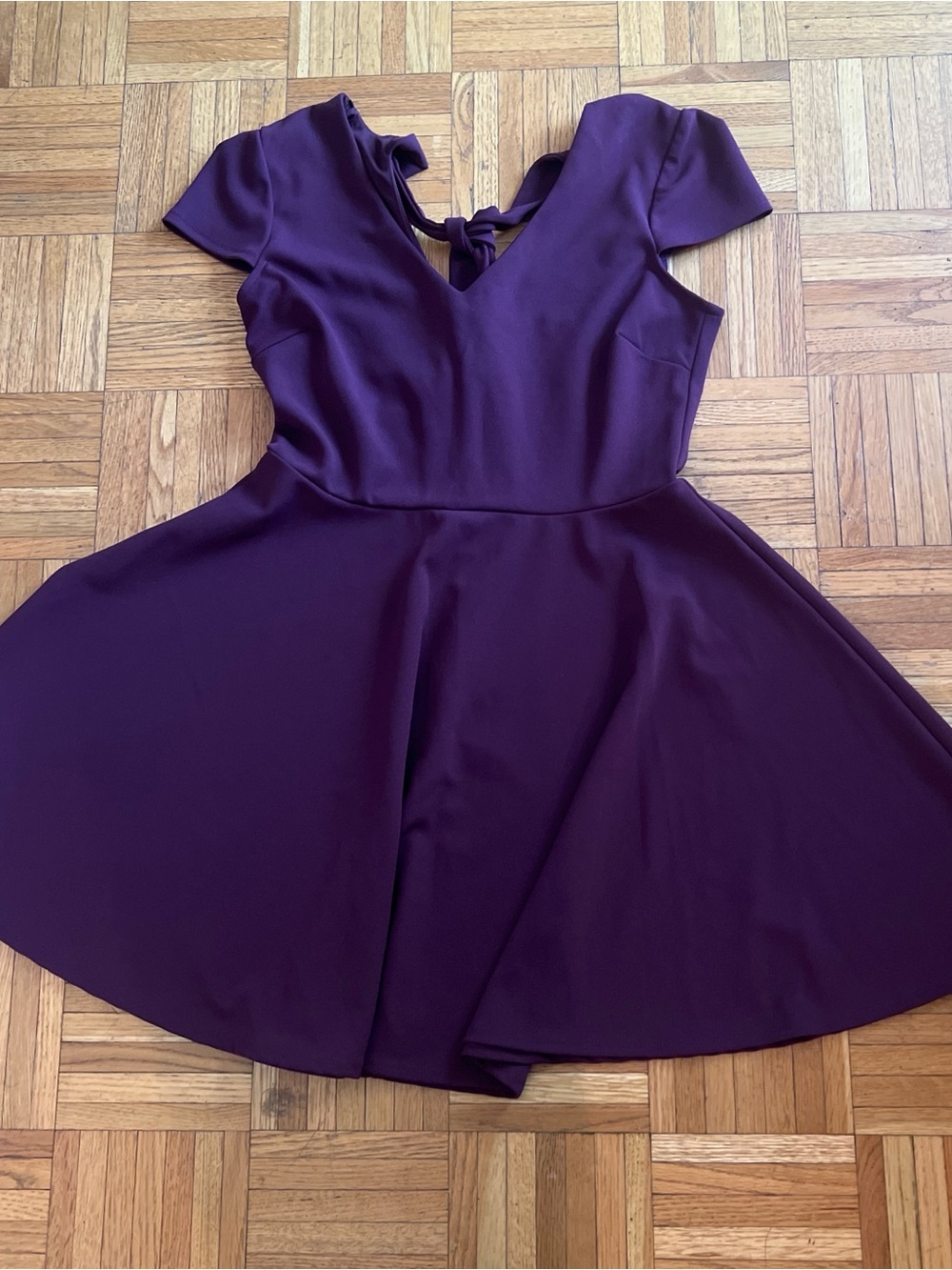 B Darlin Deep Purple V-Neck Fit & Flare Mini Dress
